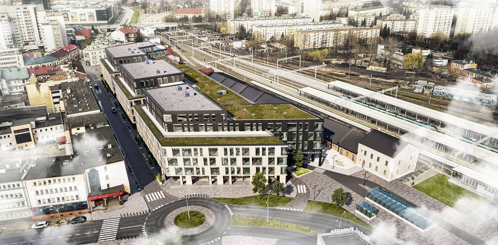 Projekt dworca PKS w Rzeszowie. Widok z góry