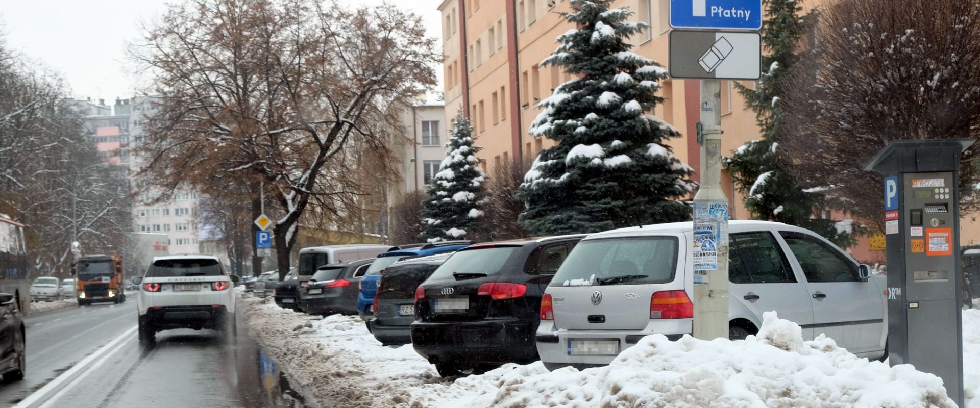 Samochody parkujące w strefie płatnego parkowania w Rzeszowie