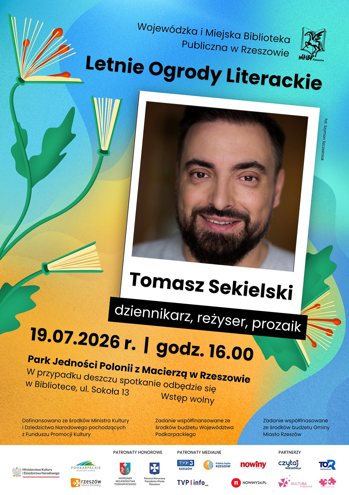 Spotkanie z Tomaszem Sekielskim w ramach Letnich Ogrodów Literackich. Już w najbliższą niedzielę w Rzeszowie!