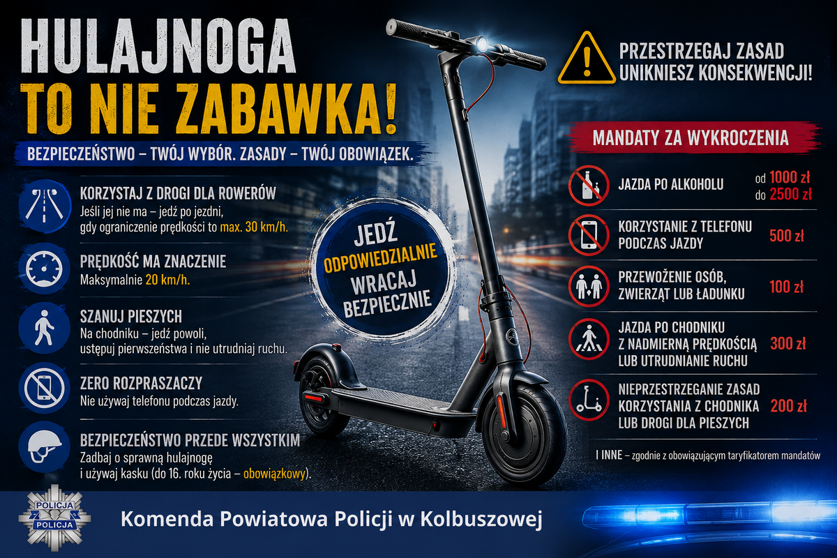 Hulajnoga to nie zabawka, zasady są jasne – policjanci będą reagować