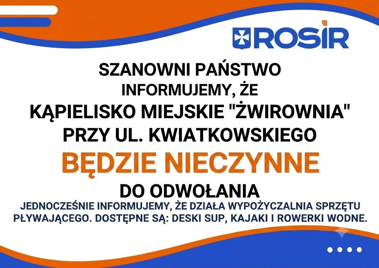 Kąpielisko Miejskie „Żwirownia” zamknięte do odwołania