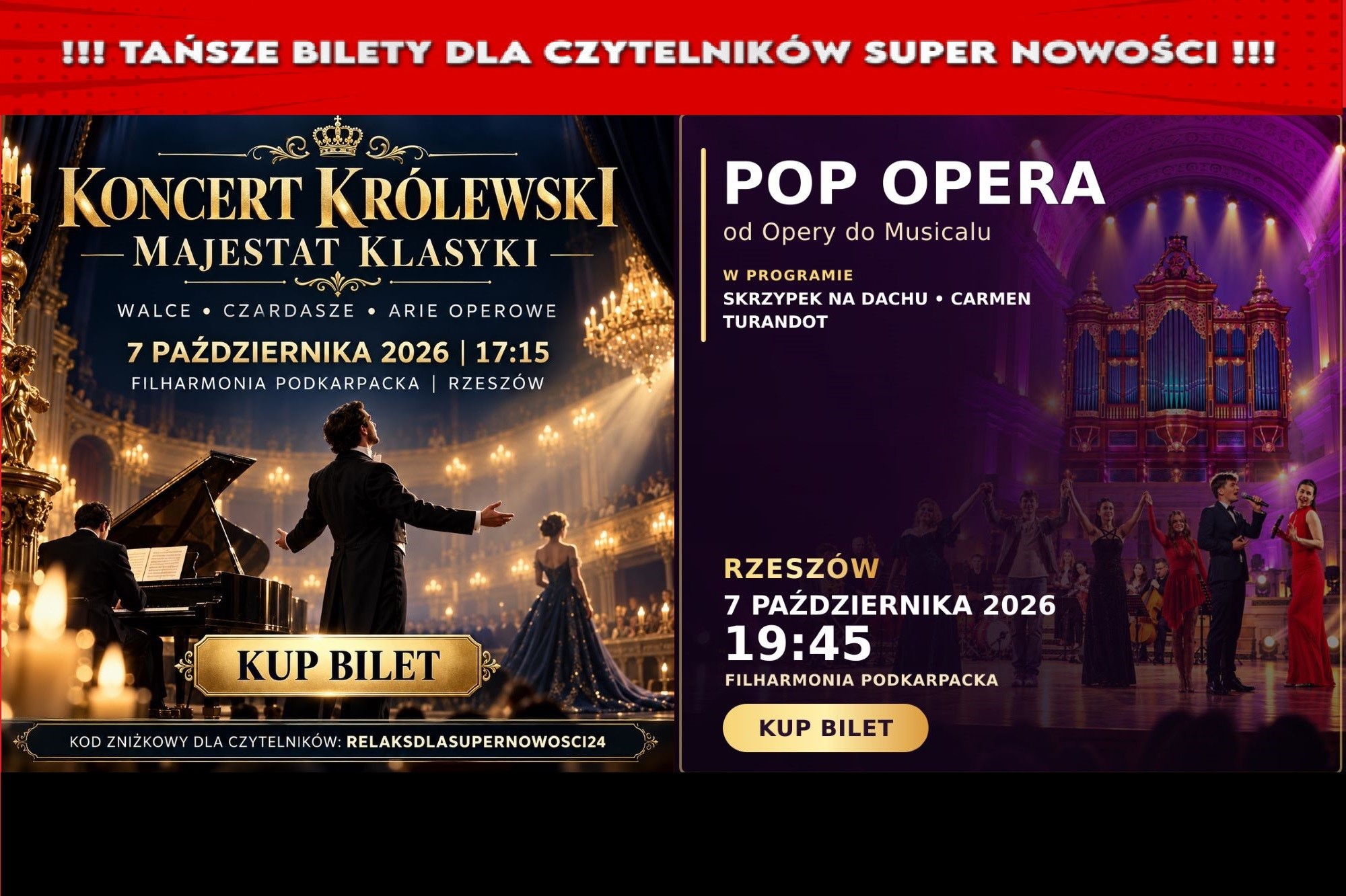 Koncert Królewski i Pop Opera! Dwa wyjątkowe koncerty już 7 października w Filharmonii Podkarpackiej